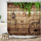 Ttincceer Planche de Bois Rideau de Douche 152x183cm Vintage Planche de Bois Feuilles Vertes Grange Porte Salle de Bain Rideau Campagne Pastorale Ferme Rideaux de Douche