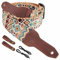 Nefelibata Banjo-Gurt, 2 breit, Vollnarbenleder Jacquard bestickt, verstellbarer Ersatz, Gitarrengurt mit Kopfplatten-Seil und Leder-Stirnband (Boho-Gelb)