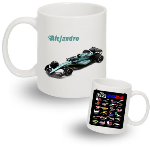 Luxury Desing Regalo personalizado - Tazas para personalizar - Taza personalizada nombre - Alonso - Taza personalizada Formula 1 - Regalos formula 1 - F1 - Aston Martin (Coche Aston Martin)