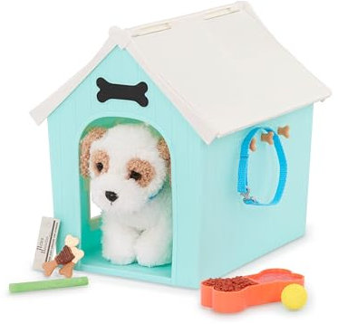 Our Generation - Dog House Playset - Plush Puppy for Dogs 6 Inch - Accessories for 18 Inch Dolls - Pretend Play - Children 3 and Up - Place to