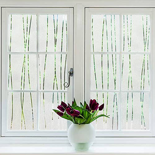 NINETREX Sichtschutzfolie Fenster, Milchglasfolie Statische Fensterfolie Streifen, Statische Folie Fenster Sichtschutz Fenster Sichtschutzfolie UV Schutzfolie Fenster Vinyl Window Film(90 * 200cm)