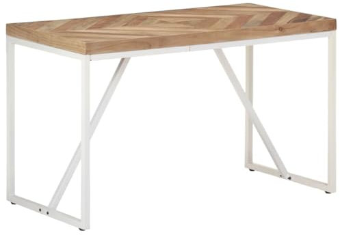 Willood Esstisch 120x60x76 cm Massivholz Akazie und Mango Industriestil Küchentisch Esszimmertisch Holztisch Speisetisch Tisch Esszimmer Küche Weiß