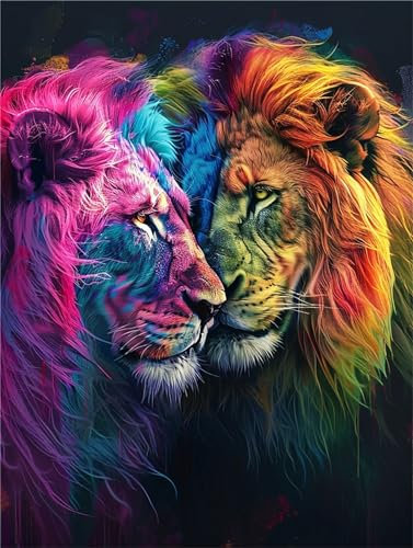 Löwe Malen Nach Zahlen Erwachsene, Graffiti Malen Nach Zahlen Klein 40x50cm, DIY Handgemalt Ölgemälde Kit für Anfänger Bastelset Erwachsene, Acrylfarben Set Wand Deko Bilder Ohne Rahmen, Geschenk