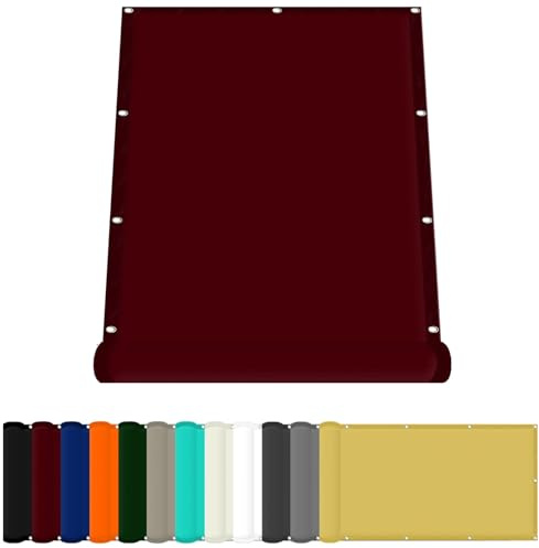 Markisenstoff 170 x 550 cm Windschutz Rechteck Sonnensegel Balkon Uv-Schutz-Polyestergewebe mit Seil Beschattungsnetz für Pool Schwimmbad Und Gewächshaus, Weinrot