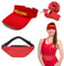 XNIVUIS 3 Stück Rettungsschwimmer Kostüm Set Lifeguard Set Fasching Kostüm Hut mit Wache Gürteltasche mit Umhängeband, verstellbare Sonnenschutzkappe, Baywatch Herren & Damen (Rot)
