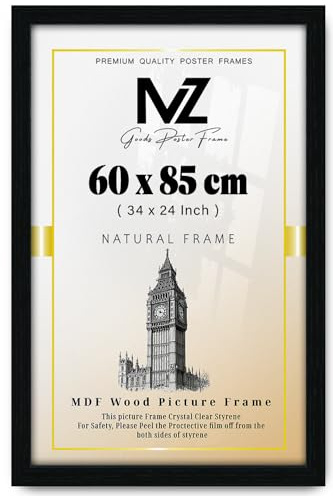 Modern Mdf Wooden Wide Black Frame | 85x60 Cm Poster Frames Durable Sleek Acrylic Front | Jigsaw Puzzle Picture Frames Large Art Display For Home & Office Décor