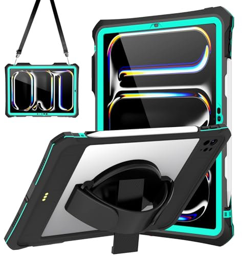 Transy Coque pour iPad Pro 11 2024 – Coque étanche pour iPad Pro 11 M4 (5e génération), coque de protection intégrale antichoc et anti-poussière avec porte-crayon