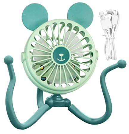 Ventilador de pulpo para cochecito, ventilador de trípode con clip para cochecito, ventilador portátil de mano eléctrico personal con clip de trípode silencioso para carrito de cuna