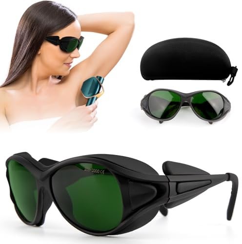 red mitochondria Schutzbrille IPL 200NM-2000NM Laser Schutzbrille für HPL/IPL Haarentfernung,UV Schutzbrille mit UV-C-Schutz IPL Haarentfernungsgerät Brille für Laser Kosmetologie Bediener