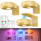 WILLED Bildbeleuchtung Kabellos, Bild beleuchtung wand kabellos, LED Spot Akku mit Fernbedienung, Wiederaufladbare Bilderlampe mit 9 RGB-Farben, Vitrinenbeleuchtung LED mit Timer, Gold(3er Pack)