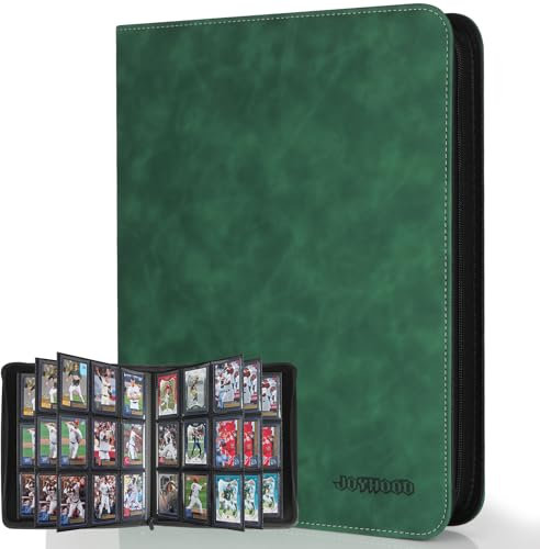 JoyHood Top Loader Binder - 9 Taschen Sammelkarten Album - Halten 252 Top Loaders, Top Loader Album für Sammelkarte und Sportkarten(Dunkelgrün, 9 Taschen)