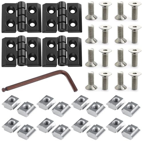 Bangbobi - Bisagra Plegable de 4 Partes para Perfil de Aluminio 2020, bisagra Flexible de aleación de Zinc Incl. Taco corredizo y Tornillos