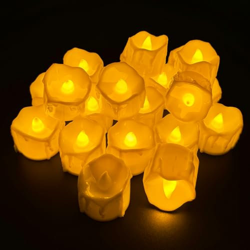 Gentpovth Candele a LED, 24 pezzi Candele a Senza Fiamma, Luci a LED Realistico a Batteria Falso Candela, Luce Calda Senza Fiamme, luci tealight durevoli per Compleanni, matrimoni, vacanze