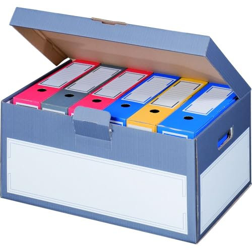 karton-billiger 5 Stück Archivschachteln Klappdeckel Premium mit Boden und Deckel zur Ablage von Ordnern A4