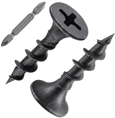 ORTAVA 200 Stück Schnellbauschrauben 3,9 x 20 mm, Trockenbauschrauben Grobgewinde und Kreuzschlitz Phosphatiert mit Schraubendreher Bit, Rigips Schrauben, Gipskartonschraube, Holzschrauben (Schwarz)