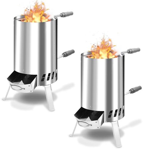 Gimisgu Brennholz Poolheizung Poolheizung mit Feuer Poolheizung Feuertonne Edelstahl Pool beheizt Feuer Eimer 32/38mm Anschlüsse, 100% rostfreier Edelstahl mit Feuerfeste Matte und Tablett(2 Sets