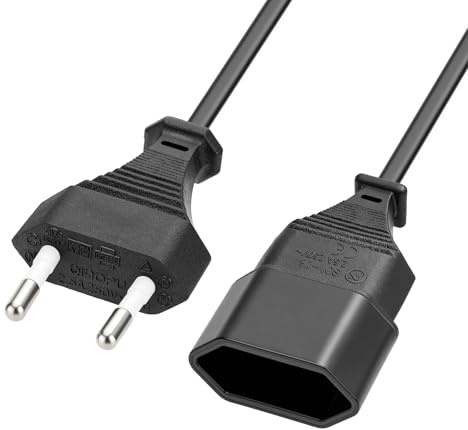 ZBLZGP EU Power Extension Cable 2-Prong European EU Male to Female Power Extension Cord Port Saver Extender Power Cord for TV PS3 PS4 PS5 Printer Monitor (Straight to Straight, 2 Pack, 0.6M/1.97FT)