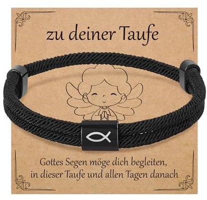 RMMD Taufgeschenke Jungen - Geschenk zur Taufe Junge,Kommunion Geschenk Junge,Konfirmation Geschenke und Firmung,Erstkommunion Geschenke für Jungen,Jesus-Fisch Armband Herren