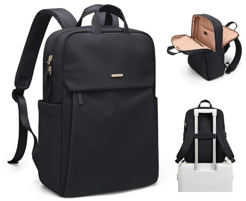 GOLF SUPAGS Mochila Portatil para Mujer Casual Mochila Viaje Mochila para Trabajo Universidad Mochila Ordenador Portatil 15.6 Pulgadas (Negro)