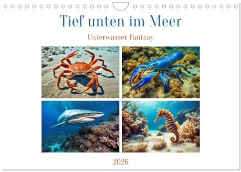 Tief unten im Meer Unterwasser Fantasy (Wandkalender 2026 DIN A4 quer), CALVENDO Monatskalender: Die Bilder versprechen eine faszinierende Fantasiereise in die Unterwasserwelt. (CALVENDO Tiere)