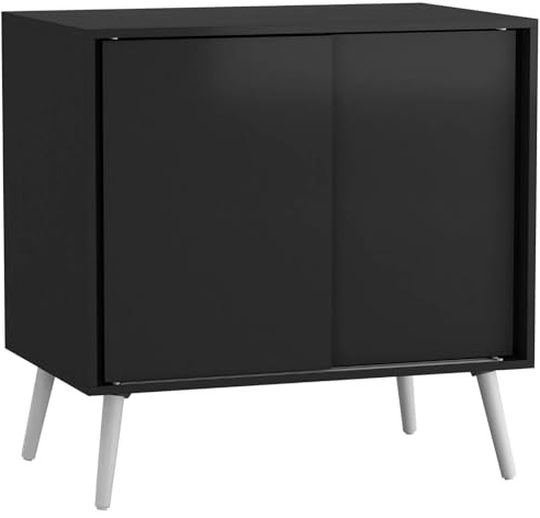 URBNLIVING Modern 2-Door Sliding Chest Cabinet Sideboard Storage Unit with Legs Closet Cupboard Organiser for Bedroom, Living Room, or Hallway Sleek Design with Ample Hidden Storage Space