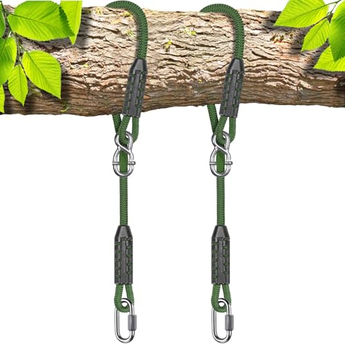 SELEWARE 6FT Adjustable Tree Swing Rope Hammock Straps Hanging Kit - Fast & Easy Install for Hammock Chair, Tire Swing - Indoor/Outdoor Playgrounds Accessories - Green, 2 Pack