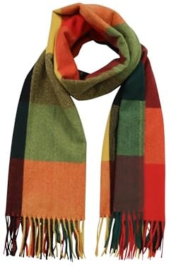 malito - Damen Modeschal - weicher XXL Viskosemix Schal - Winterschal Karo-Design modern & lang - Pashmina Stola Kaschmir S602 - (Grün-Rot kariert)