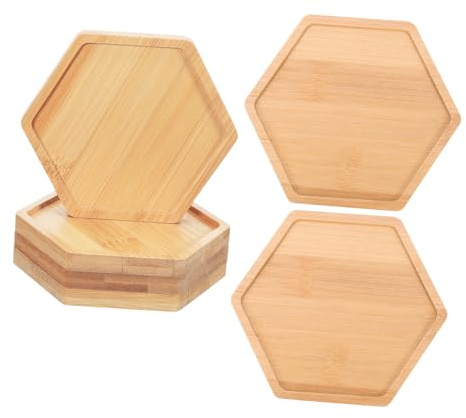 Gadpiparty 6pièces sous-Verres Hexagonaux Bambou Soucoupes Décoratives pour Pots De Fleurs Et Plantes Intérieur Supports pour Table Basse