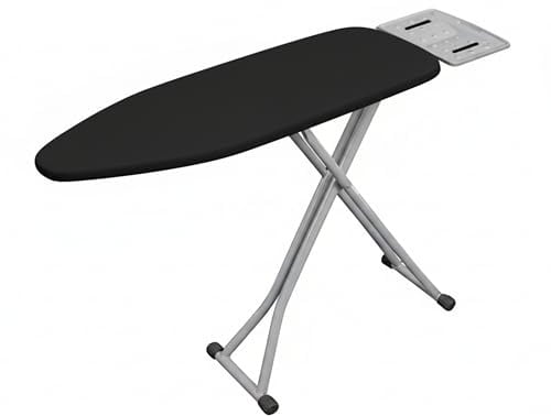 DWELLTON Folding Ironing Board, 122 x 38cm Ironing Surface, Adjustable Height Up To (74-91cm), Includes Silicone Iron Rest, Durable with Safety Lock & Anti-Skid Feet, Foldable Ironing Boards (Black)