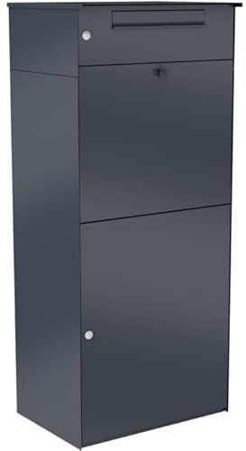 KNOBLOCH Briefkasten mit Paketbox KNOBOX PRO 11 - mit Gravur personalisiert, XXL Paketkasten, rostfrei wetterfest, Anthrazit RAL7016