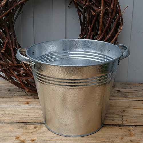 Gartenzaubereien Zinkeimer - Kübel 15 Liter mit 2 stabilen Griffen wassersicht