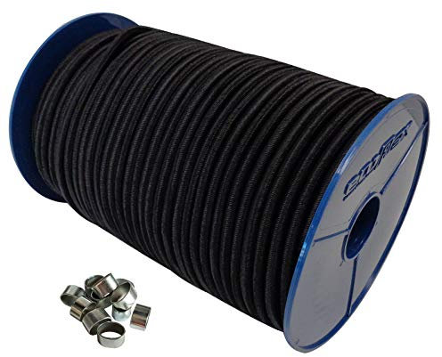 Seilwelt 10mm Expanderseil 20m Gummiseil + 10 Würgeklemmen Gummileine Planenseil Seil Plane in Schwarz