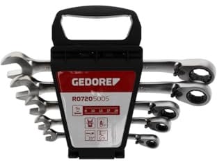 GEDORE red Juego de llaves combinadas con anillo de carraca, Reversibles, Set de 5 piezas, Ancho de llave 8-19 mm, Acodadas, Llaves, R07205005
