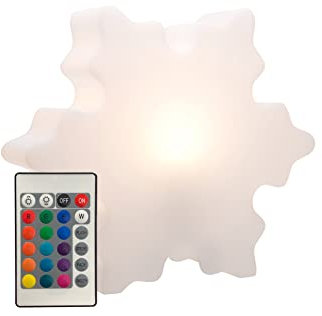8 seasons design Shining Crystal LED Schneeflocke (Ø 40 cm, weiß) mit Farbwechsler (15 Farben), inkl. Leuchtmittel, Tischlampe, Deko Winter beleuchtet, Stimmungslicht, für innen & außen