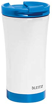 Leitz WOW Travel Mug, Stainless Steel, Thermal Insulation for Hot and Cold Beverages, Reusable - Blue