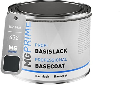 MG PRIME Barattolo di Vernice per auto per Fiat 632 Nero Metallizzato 0,5L | Schwarz Metallic, Vernice di base, pronto all'uso