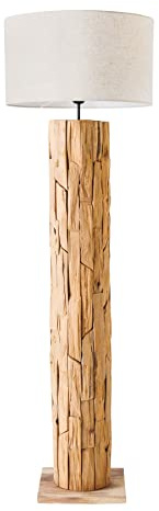 invicta INTERIOR Design Stehlampe ROOTS 160cm Treibholz Leinenschirm beige handmade