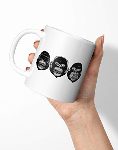 BLAK TEE Monkey See Monkey Do Gorilla Illustration Porcelain Coffee and Tea Mug 330 ml