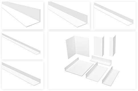 HEXIM Winkelprofile ungleichschenklig weiß - PVC Kunststoffwinkel, Auswahl Maße & Stärke - (HJ 325, 20x50 mm) Fenster Abdeckleisten L-Profil Eckleiste
