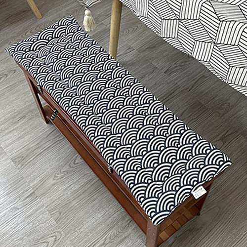 WigWu Gartenbank-Kissen 100/120/140 cm Terrassen-Sitzkissen, rutschfest, für Veranda, Bankauflage für Schaukeln/Sofa/Liegestuhl/Gartenstuhl (Stil 5,90 x 45 x 2 cm)