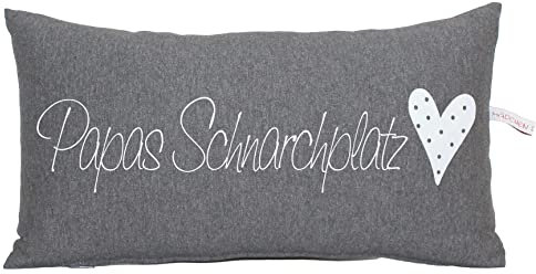 Mädchen sucht Kleid Papa Kissen, Papas Schnarchplatz, schöne Geschenkidee, mit Reißverschluss und Füllung, Nackenrolle, 20 x 40 cm (grau)