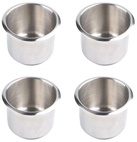Dasing 4Pcs Stainless Steel Drink Holder, Universal Cup Holder 68X55mm for Poker Table, Couch, RV, Boat, Yacht, Car