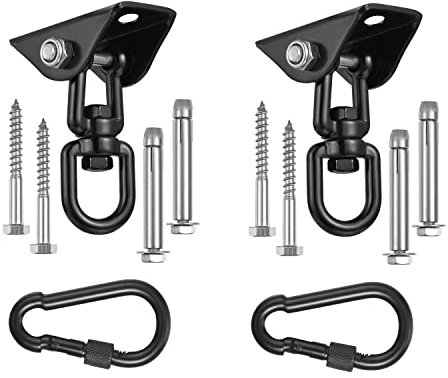 YOSE 2er-Pack Hängematten-Set, 360° drehbar, 544.3 kg Kapazität, strapazierfähig, Aufhänger und Schaukelhaken für Beton, Holz, Hängematte, Schaukel-Sets, Yoga und Fitnessstudio (ohne Kette)