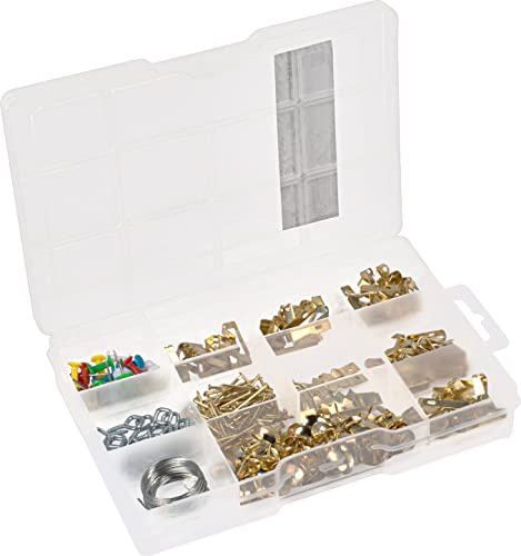 Connex Bilderhaken-Sortiment 293-teilig - Bildaufhänger & Zubehör im Set - Vorsortiert in praktischer Kunststoffbox - Universell einsetzbar / Aufhänger für Bilderrahmen / Sortimentskasten / DP8500115