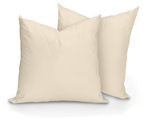 Hans-Textil-Shop 2er Set Kissenbezüge, 100% Baumwolle, Reißverschluss - Kopfkissen, Dekokissen, Couchkissen, Sofakissen (30x60 cm, Beige)
