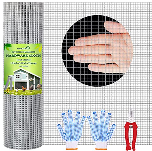 Thinkahead Hardware Cloth 1/2 inch 48x100 ft 19 Gauge, Chicken Wire Fencing