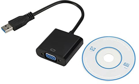Qwertfeet Convertisseur USB 3.0 vers VGA Adaptateur VidéO HD Convertisseur de Carte Graphique VidéO Externe Adaptateur USB vers VGA Portable Noir