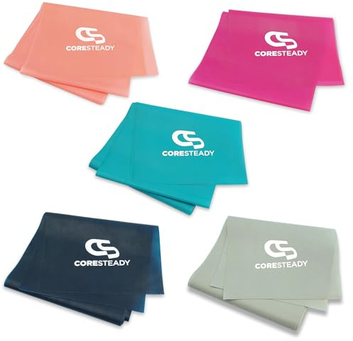Coresteady Gymnastikband für Männer und Frauen – Fitnessband ohne Zurückschnellen für Krafttraining – Gummiband Sport für Fitness, Pilates, Physio und Yoga – Mit Trainingsanleitung