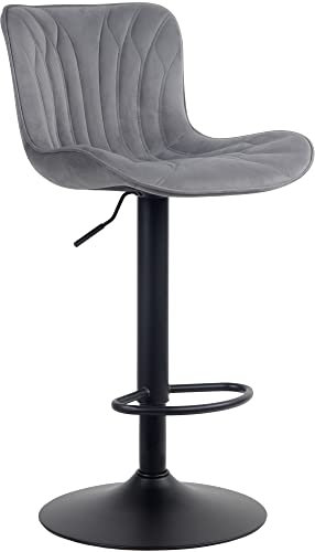 CLP Barhocker Linus I Höhenverstellbarer Tresenhocker, Farbe:dunkelgrau, Material:Samt