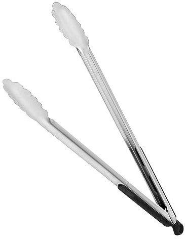 Amig - Pince à barbecue Fireplus | Accessoire de cuisine pour barbecue | Acier inoxydable | Avec poignée en caoutchouc antidérapante | Résistant à la chaleur | 34,5 cm